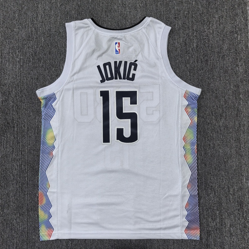 Men Denver Nuggets 15Jokic white 2024 2025 NBA jersey->orlando magic->NBA Jersey